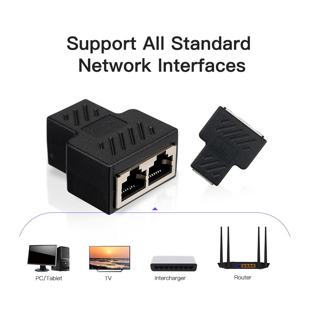 Cheap RJ45 Splitter Adapter Connector 1 to 2 Female Ports for CAT 5/CAT ...
