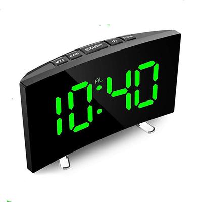 Creative Curved LED Screen Mirror Clock with Silent Alarm (Model 6507)
