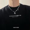 Mens Stainless Steel Silver Star Compass Pendant Necklace Hip Hop Punk Twisted Chain Black Stone Cubic Zirconia Jewelry