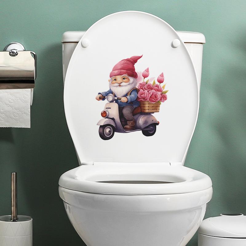 Valentine's Day Dwarf Rose Toilet Stick Bathroom Toilet Home Decoration Wall Sticker