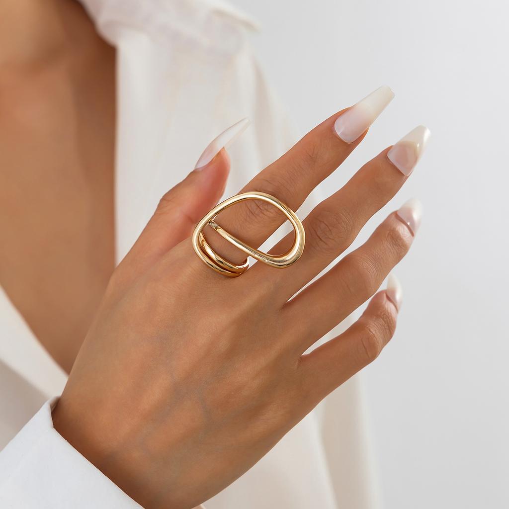 Metal Line Hollow Joint Ring, Design Sense Geometric Irregular Ring Ring Ring Ring