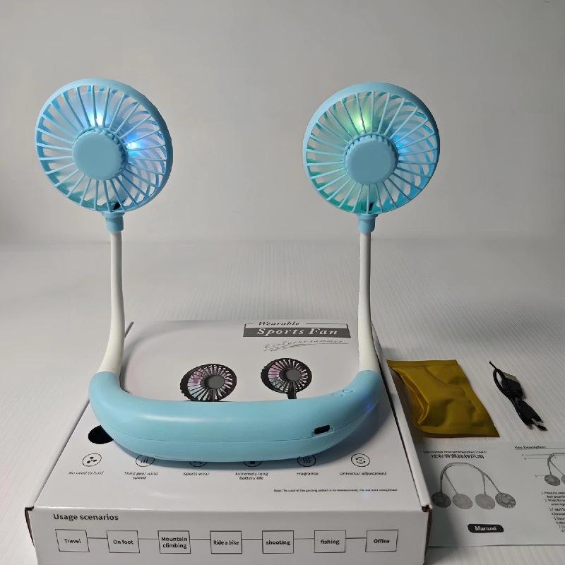 Third Generation Portable Neck Fan with Aromatherapy, Long-lasting Replaceable Battery, Silent Operation, and USB Charging.
