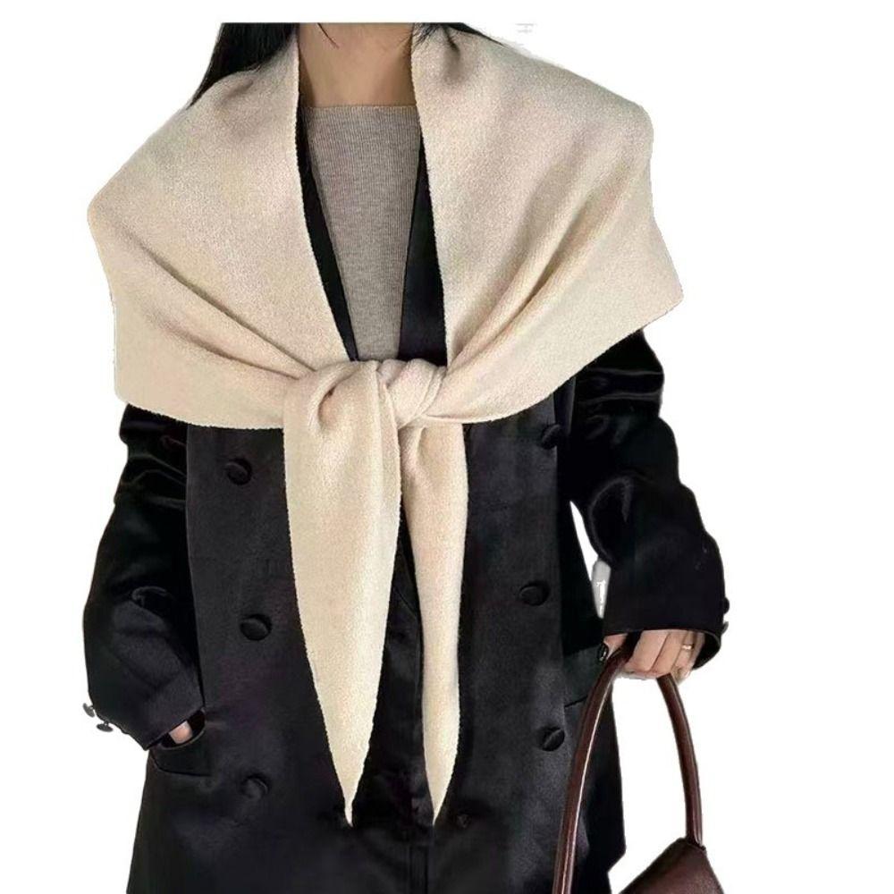 Trendy Wool Blended Wool Scarf Triangular Shape Knitted Triangular Scarf Thickened Soft Knitted Scarf Shoulder Cover