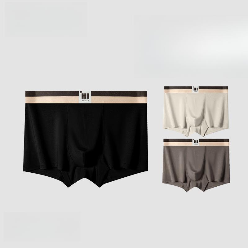 3pcs Men's Underwear Men's Youth Shorts Comfortable and Breathable Mid Waist Flat Angle Pants Boxer Brief