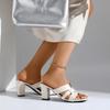 Elegant Square Toe Gladiator Sandals Mujer Women 2025 Summer White High Heels Slippers Women Sexy Slip On Party Dress Shoes