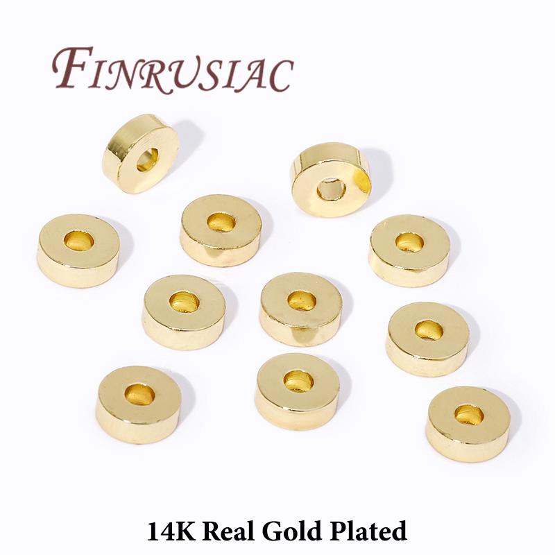 

3mm 4mm 6mm 18K Gold Plated Spacers Beads For Jewelry Making,Separators For Beads DIY Bracelets Accessories,Round Flat Beads 3mm-20pcs