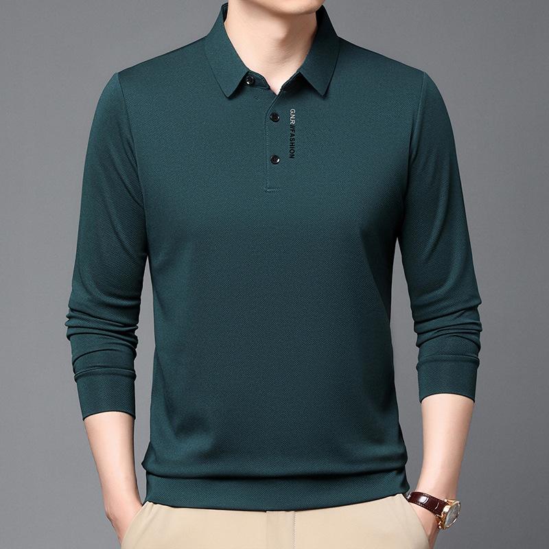 Men'S Long Sleeve T-Shirt Lapel Business Casual Polo Shirt Men'S Thin Top T-Shirt