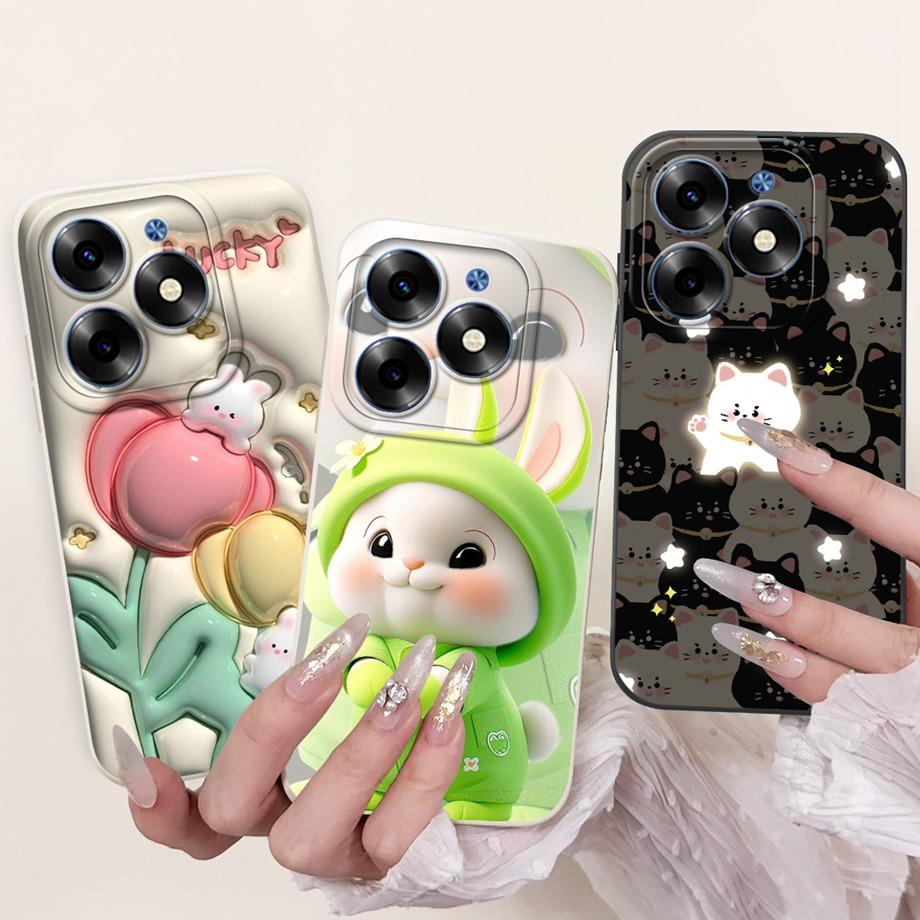 For Tecno Spark Go 2024 Case Tecno Spark 20c 20 Pop 8 Funda Aesthetic Cartoon Panda Rabbit Camera Protection Matte Soft Cover