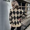 Vintage-Mode Elegante Casual Herbst frauen Langarm Diamant Pullover