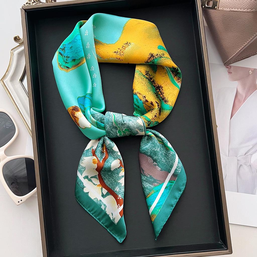 Luxury Print Square Silk Scarfs For Women Decorate Neck Ties Fashion 70*70Cm Kerchief Lady Summer Beach Hijab Female Neckerchief