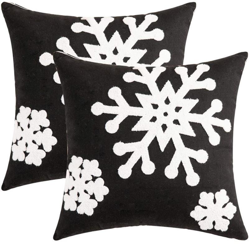 Modern Simple Home Snowflake Embroidered Cotton Pillow Christmas Living Room Sofa Sitting Cushion