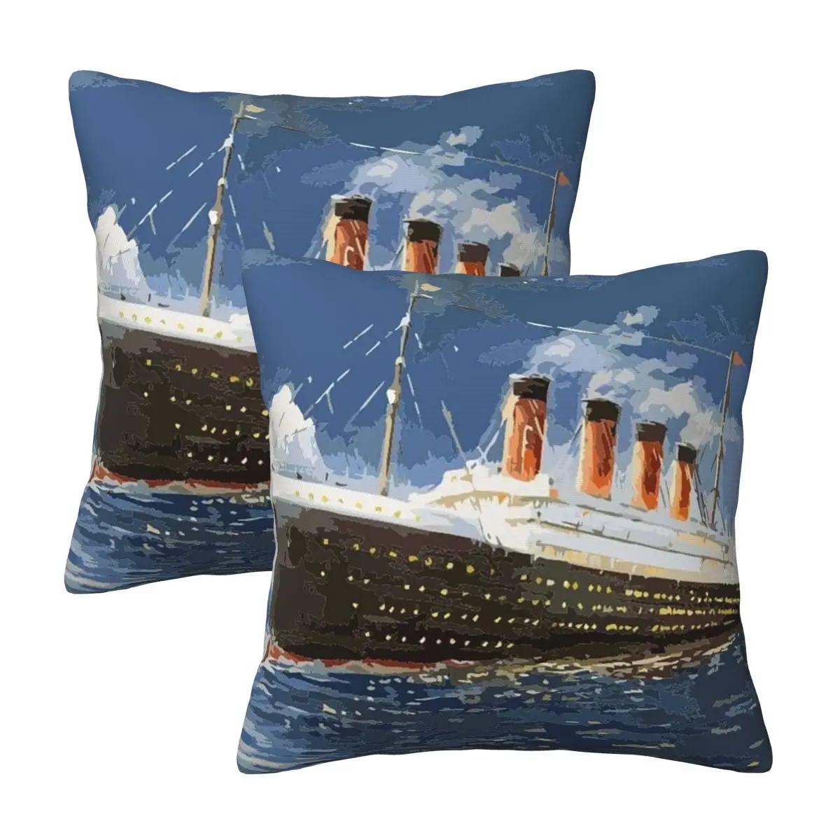 The Most Popular Ship Of All Times, Titanic. 2 Pcs Square Pillowcase Pillow Cover Cushion Comfort Throw Pillow For Home Sofa Peach skin 18*18(CM)-2Pcs