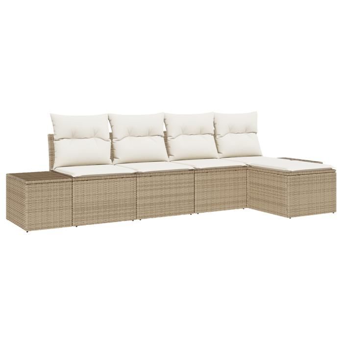 VidaXL Ensemble de canapé de jardin 5 pièces avec coussins beige en poly rattan 3347021
