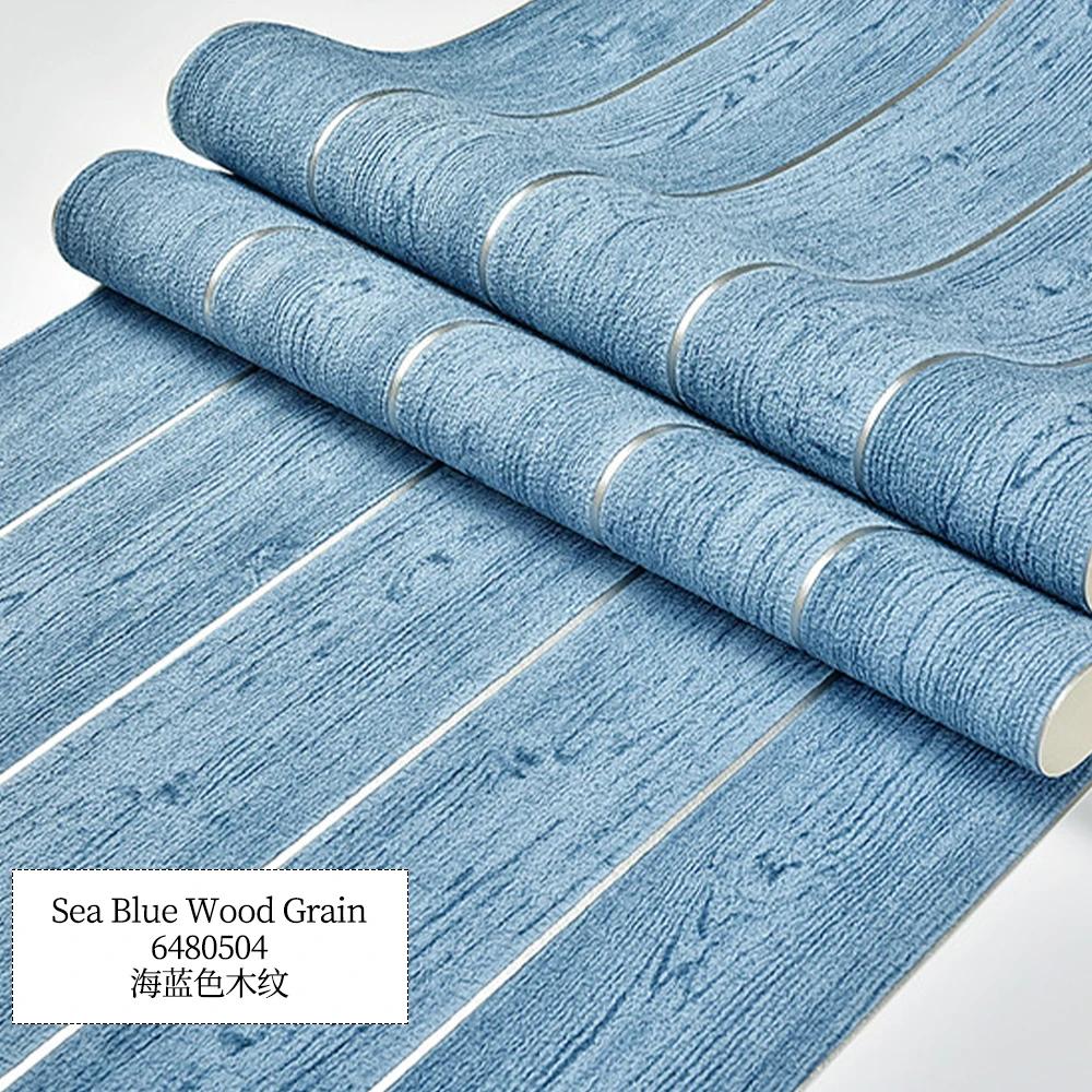 Modern Minimalist Mediterranean Wood Grain Deer Skin Velvet Wallpapers 3D Horizontal Wood Grain Living Room Bedroom Wallpaper