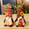10.6/11.8inch Fall Gnomes Plush Decoration Orange Thanksgiving Gnome Elf Dwarf Figurine With Faux Straw Beard Banner And Pumpkin