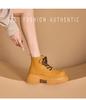 2025 Women's Retro British Style Hidden Heel Ankle Boots - Thick-Soled, Versatile Autumn Martin Boots In Classic Big Yellow.