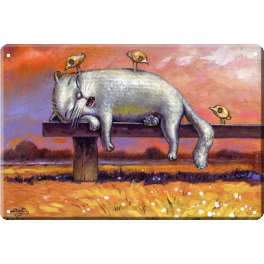 Cartoon Cat PVintage Metal Signs Tin Signs Plaque for Bar Pub Club Man Cave Wall Decoration Funny Poster Decor  20x30cm
