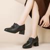 Autumn 2025 Women's Casual Chunky Heel Genuine Leather Shoes - Bestseller, Modern Mid-Heel Style.