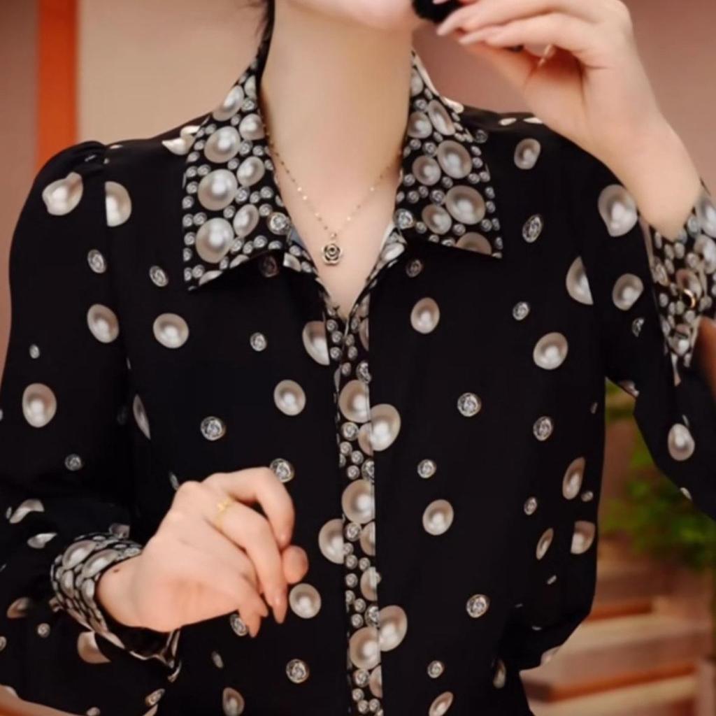2025 Spring Versatile Slim Casual Women's Printed Professional Shirt
