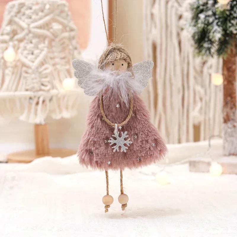 2025 Christmas Tree Pendant Hanging Ornaments Plush Angel Dolls Decoration Xmas Angel Girl Navidad New Year Gifts