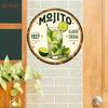 Vintage plechová cedule Mojito koktejl, kulatá, rustikální dekorace na stěnu