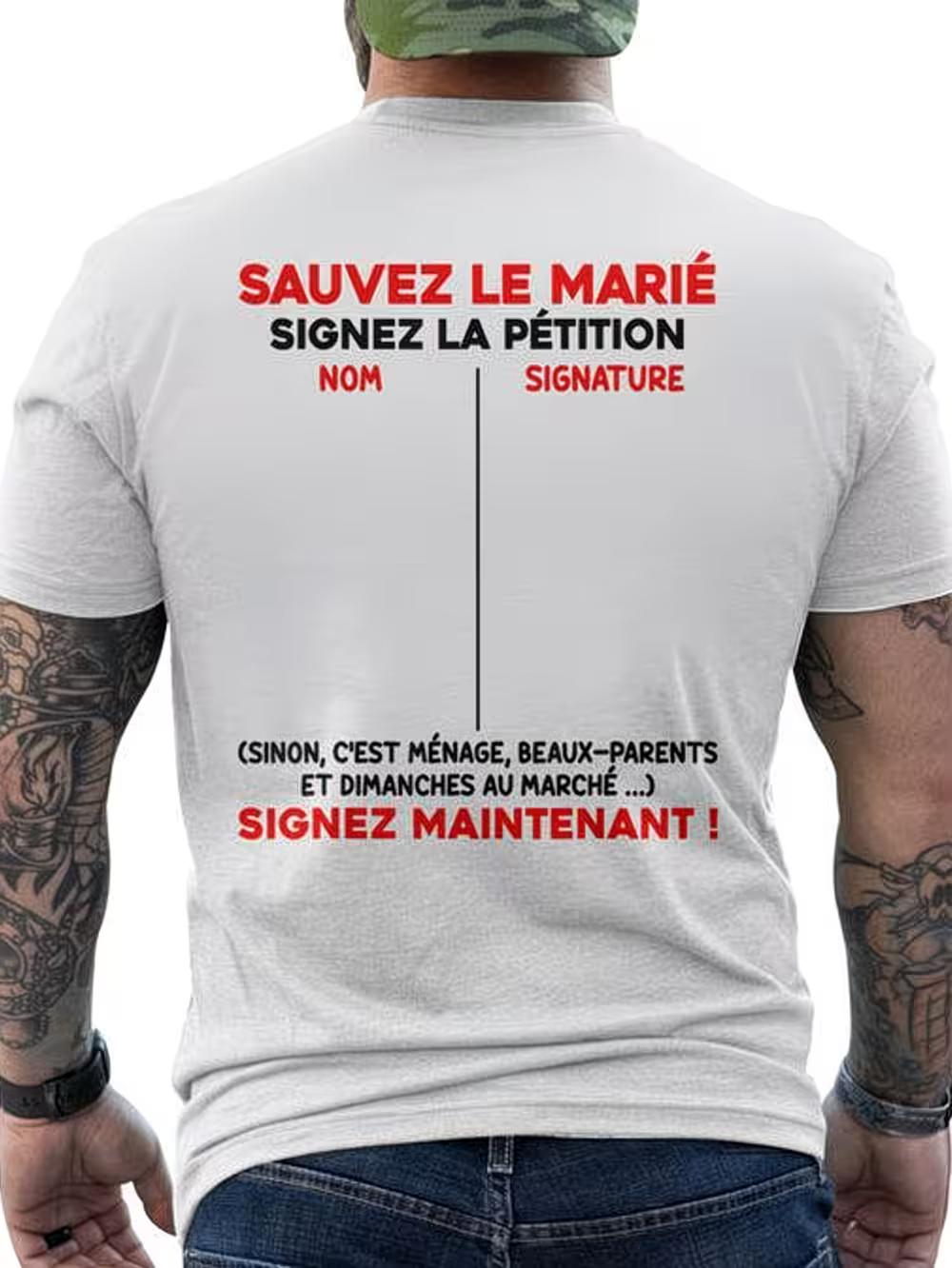 

French Wedding T-Shirt Compatible for Bridesmaids & Groomsmen - French Text Wedding Party Costume XL