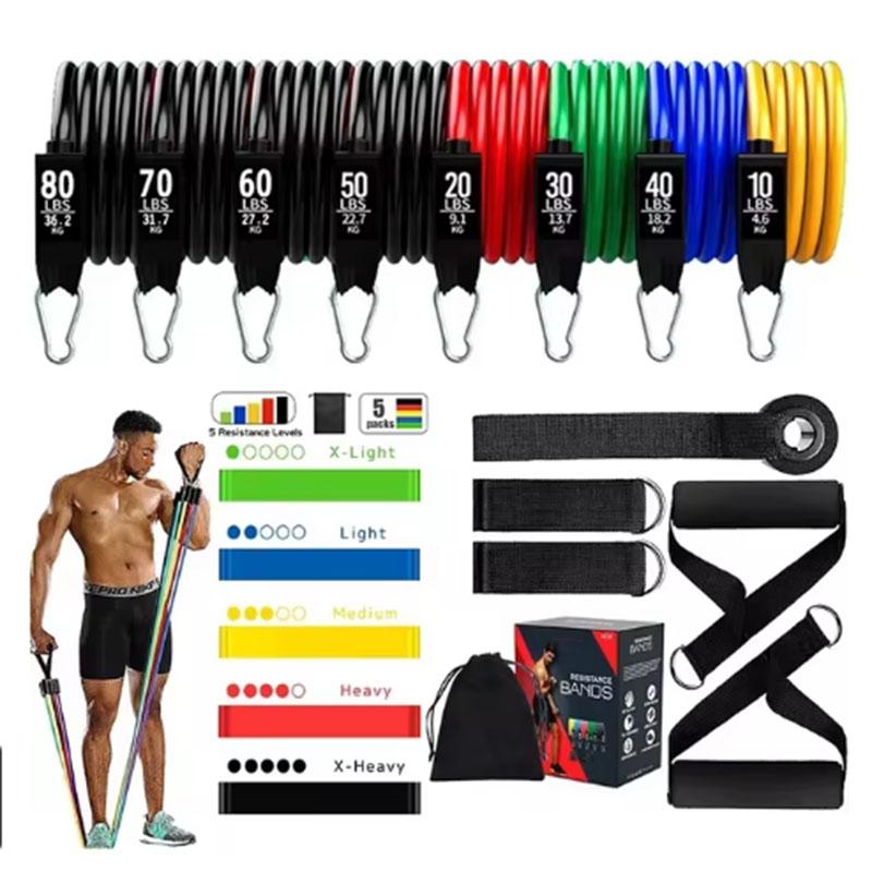 360 Lb Bodybuilding Stretch Bands Removable Fitness Bar Pilates Bar Kit with Resistance Bands Kit Home Gym Workout Equipment