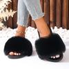 Women's Summer Plush One-Strap Sandals - Fashionable, Casual, Versatile, Non-Slip Flat Slippers for Outdoor Wear.