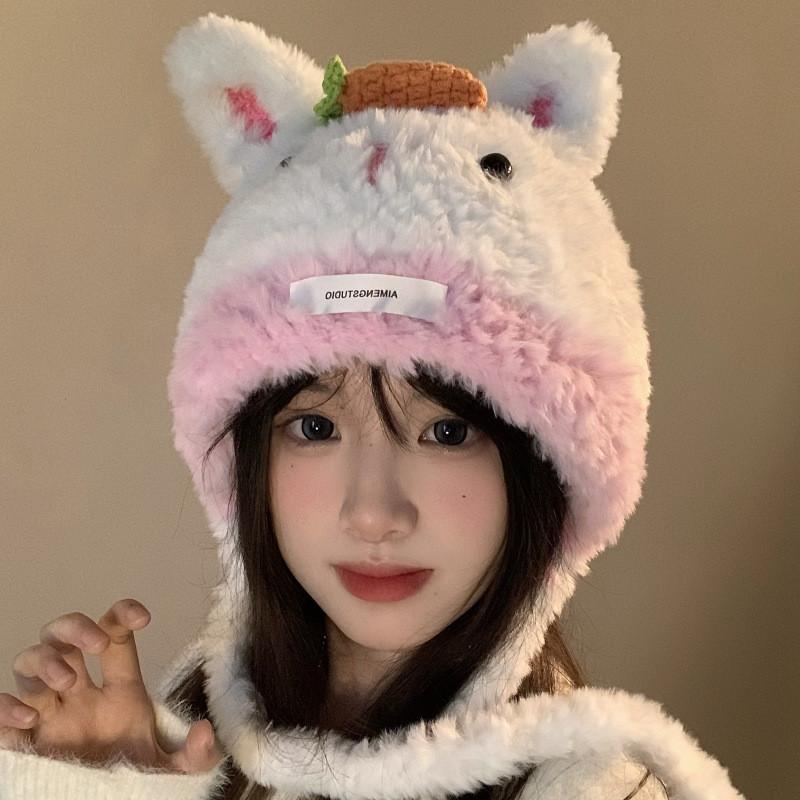 Rabbit Ear Cute Winter Hat For Women Hand Knitted Warm And Chic Accessory Cozy