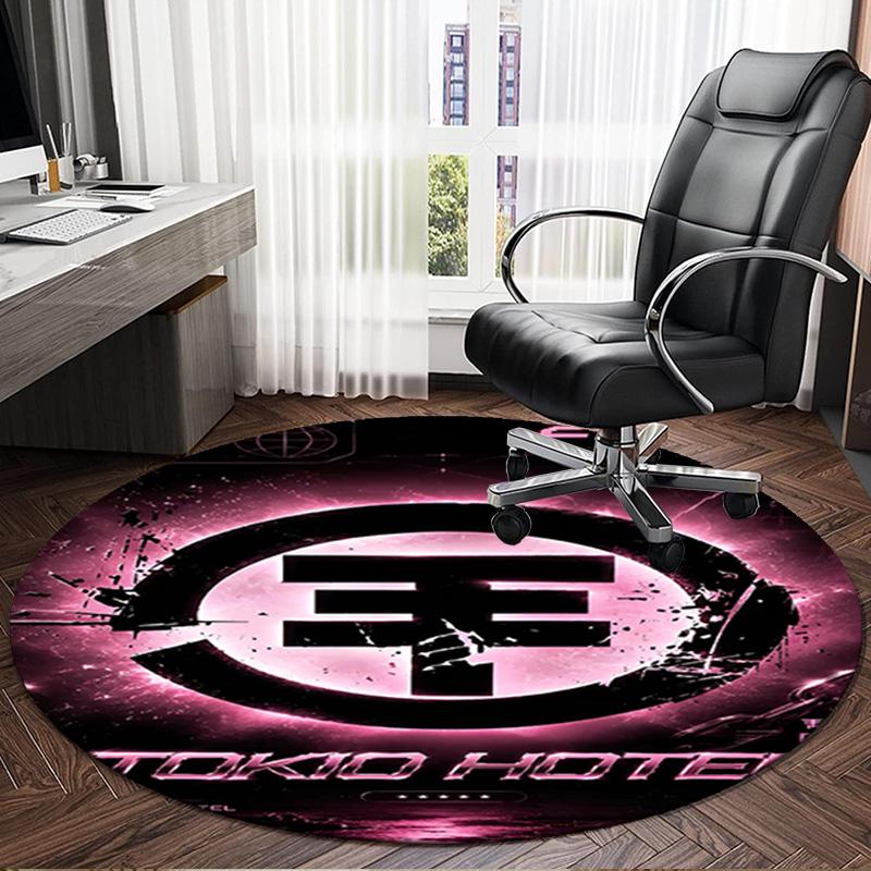 1PC Tokyo-Hotel Music Round Rug, Non-slip Chair Mat, Home Decor, Circle Carpet Perfect for Office, Bedroom, Living Room,Christmas Gift