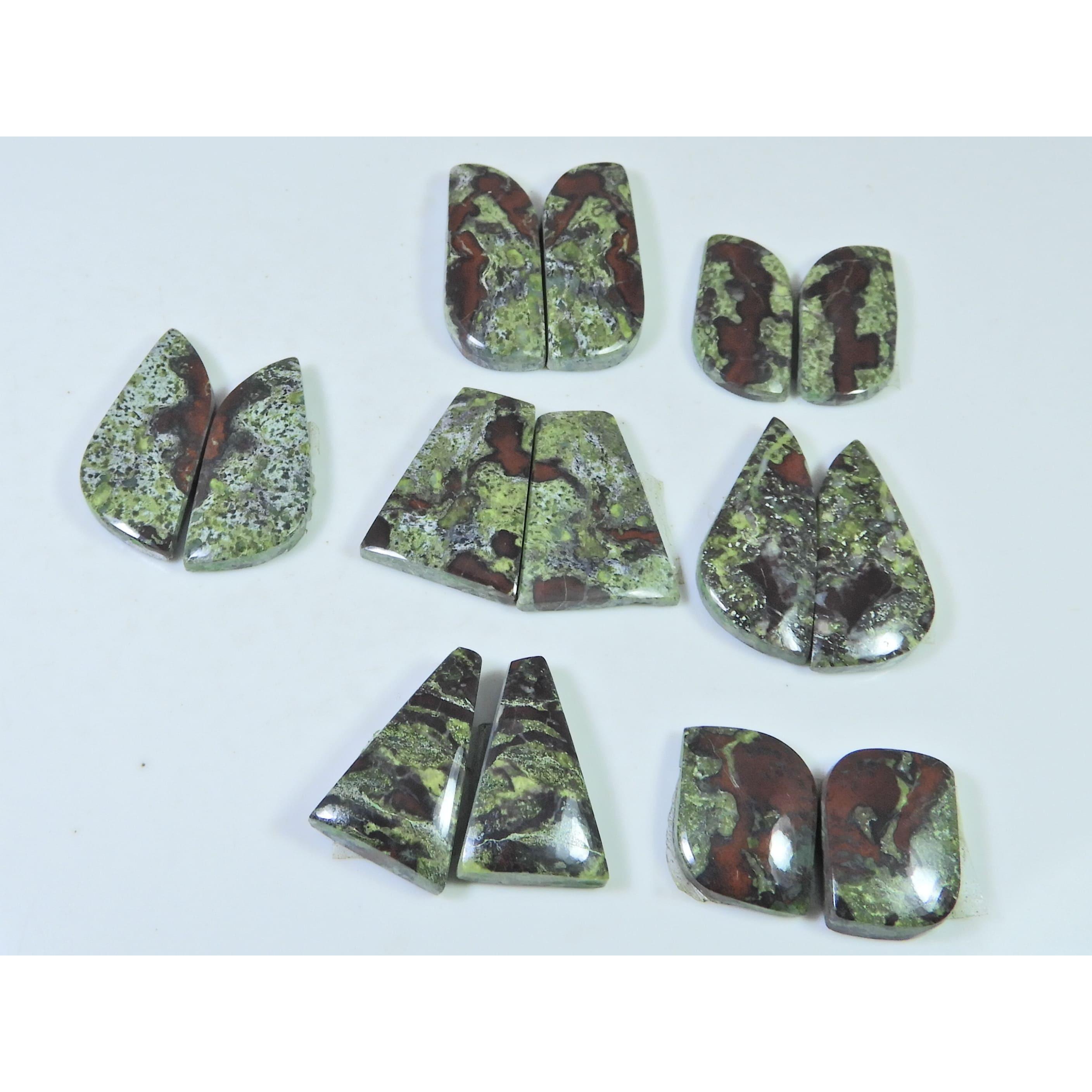 16-28 MM Natural Dragon Jasper Matched Pair Fancy Loose Gemstone 7Pair Lot C-1004