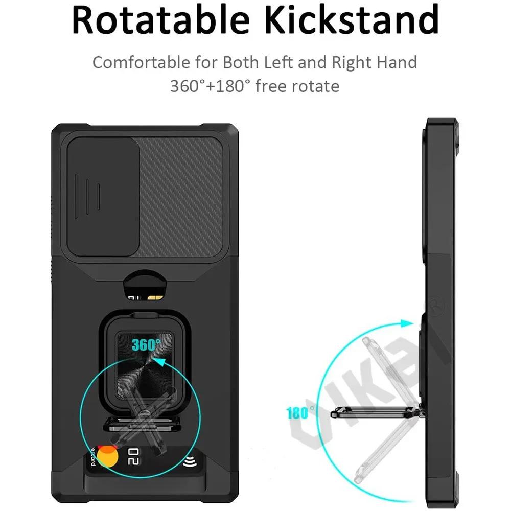 Armor Kickstand Case for Samsung Galaxy S24 S23 Ultra S22 Plus S21 FE Note 20 Cover Card Slot Wallet Ring Holder Business Full Protection Cover