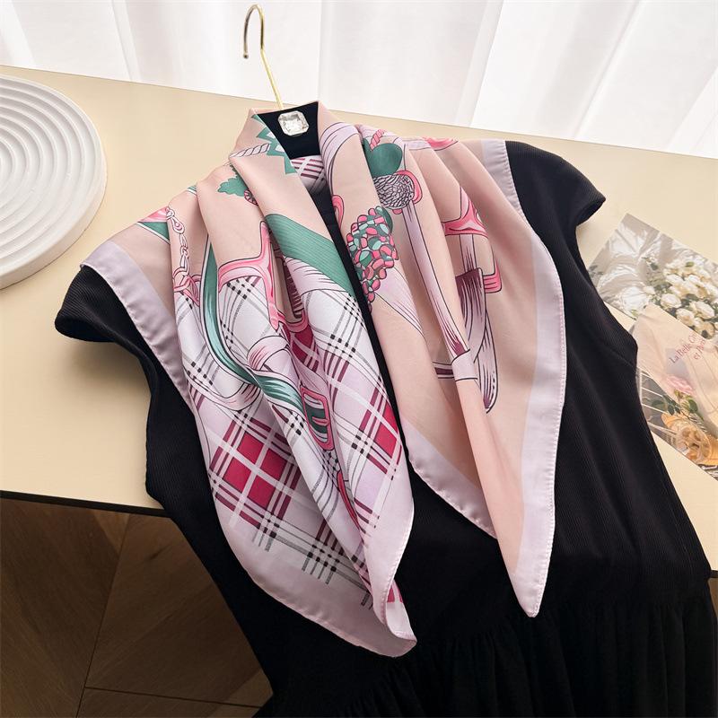 Spring and summer equestrian simulation silk printing silk scarf small square scarf high-end shawl sunscreen neck scarf headscarf scarf women
