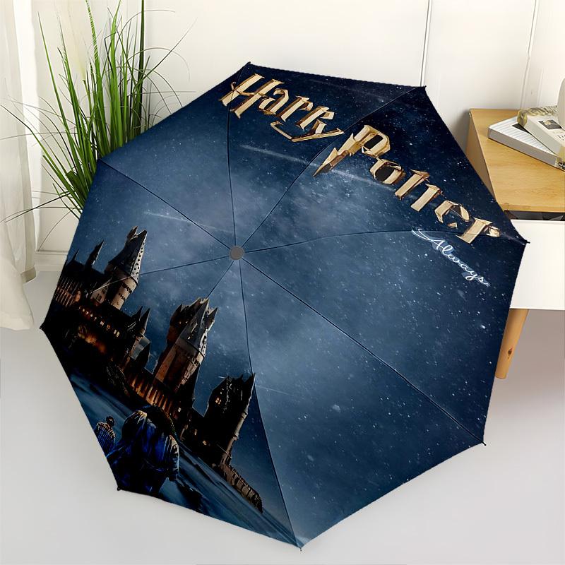 1pc Harry Potter Always Automatic Folding Umbrella - Compact 8-Rib Design, Durable Plastic & Iron1478L