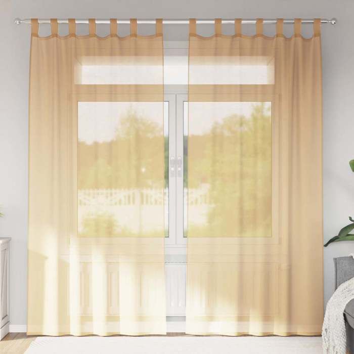 VidaXL Rideaux en voile avec boucles 2 pcs sable 140x225 cm, rideau en filet, rideau transparent, voile de fenêtre, 4102308