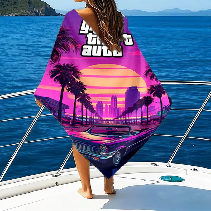 Beach Towel with Game Grand Theft Auto Pattern - Soft,absorbent,machine Washable Lightweight&Modern,swimming,Travel Essentials