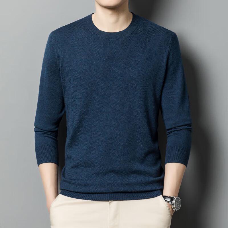 Men s Mulberry Silk Blend Round Neck Knit Sweater 170