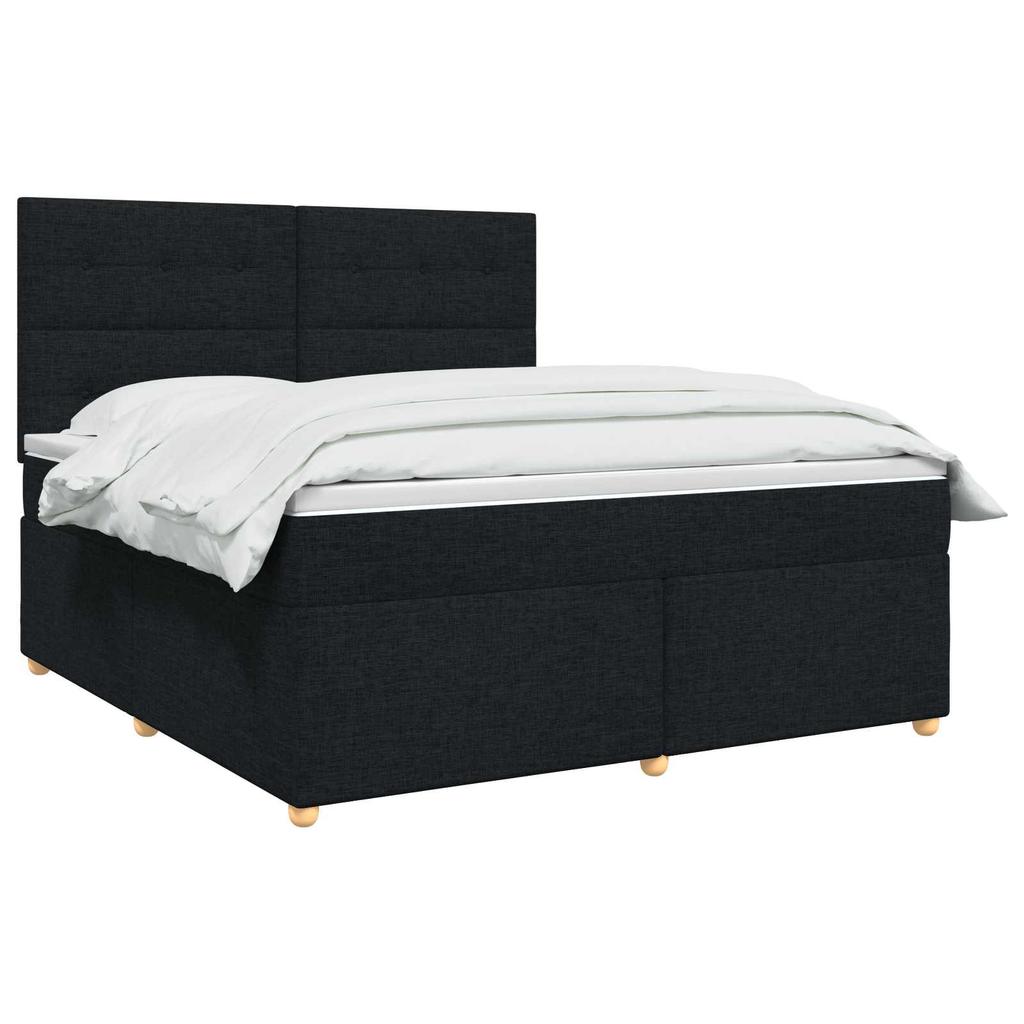 Box Spring Bed with Mattress Black 140 X 190 Cm Fabric