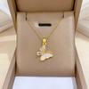 Elegant Shell Zircon Butterfly Pendant Necklaces for Women Vintage Stainless Steel Chain Butterfly Jewelry Accessories Gifts