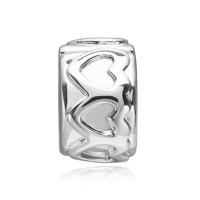 791978 Row of Hearts Clip Silver Charm