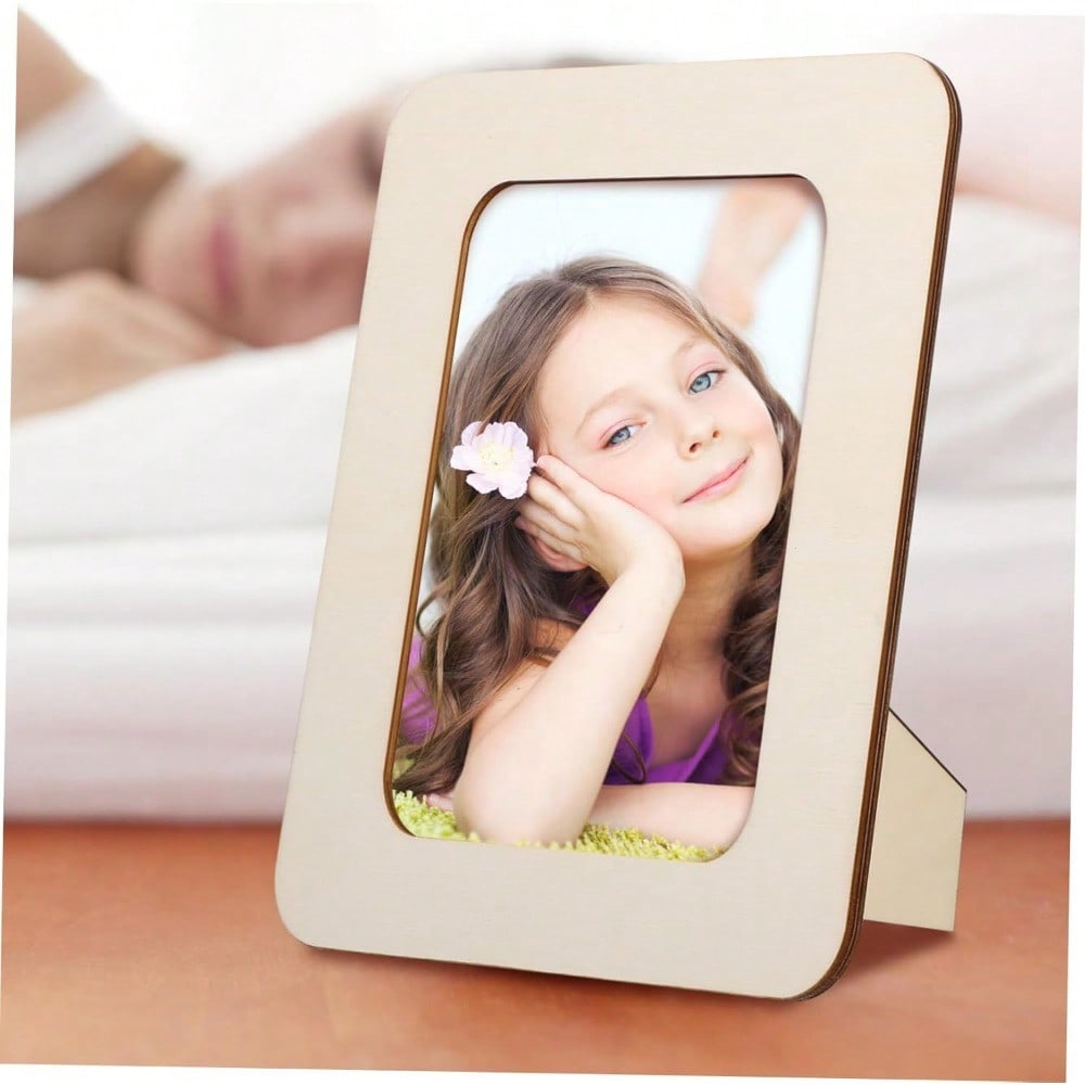 6 szt. Drewniane ramki na zdjęcia do rękodzieła, stojące ramki na zdjęcia na pocztówki, zestaw, niedokończony zestaw pamiątkowy DIY, dekorowalne kartki na ślub, urodziny