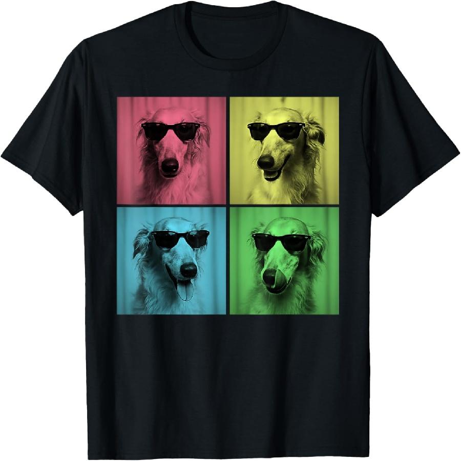 Borzoi Pop Art Funny Borzoi Dog Lover Photo Booth T-Shirt for Men Women Kids XXXXXL чёрный
