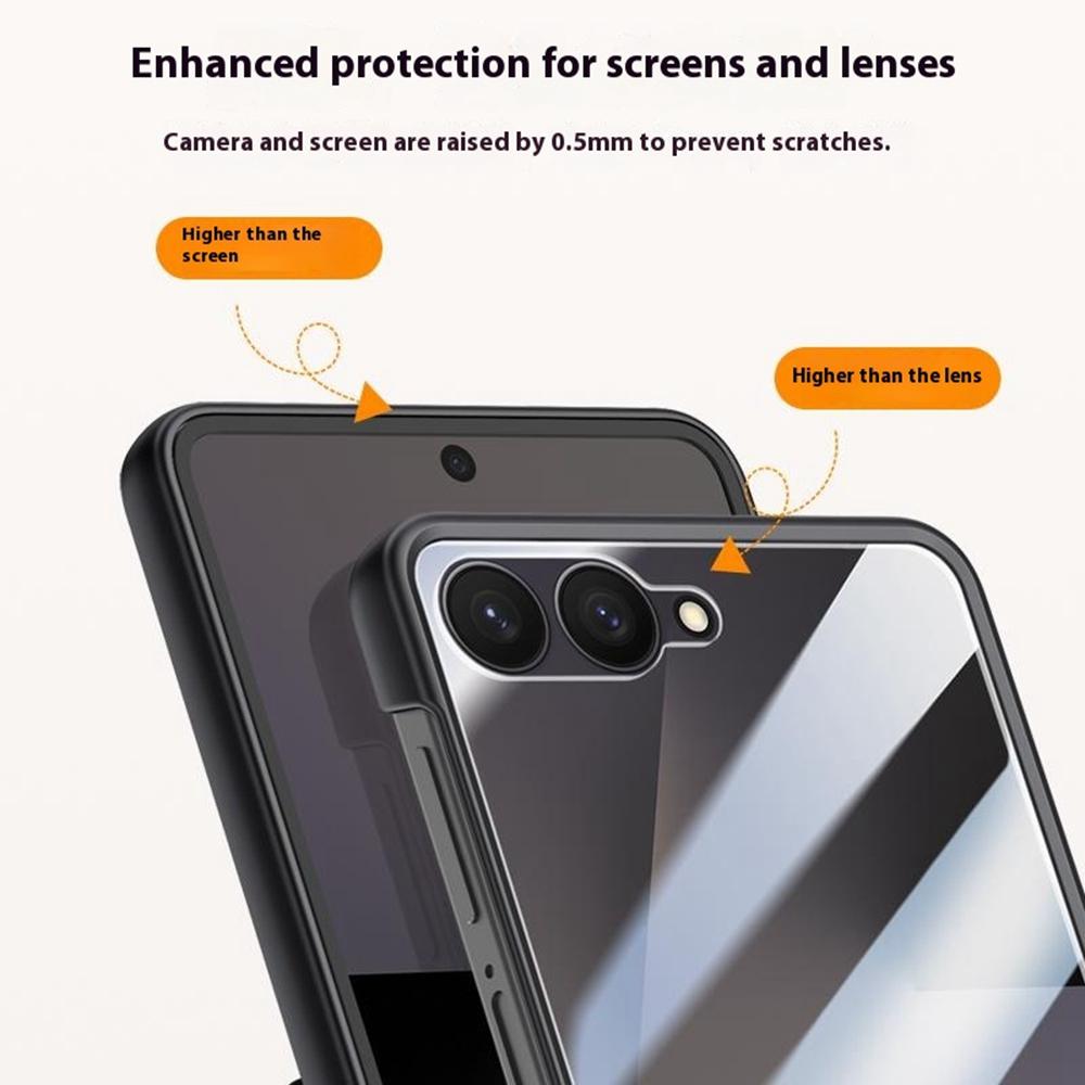 För Samsung Galaxy Z Flip7 5G Skal Läder+PC Telefonskydd HD Bakre Liten Skärmskydd