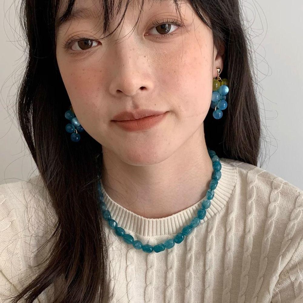 Korean Style Grape Earrings Bohemia Earrings Beads Earrings Sweet Fruit Dangle Earring  Summer
