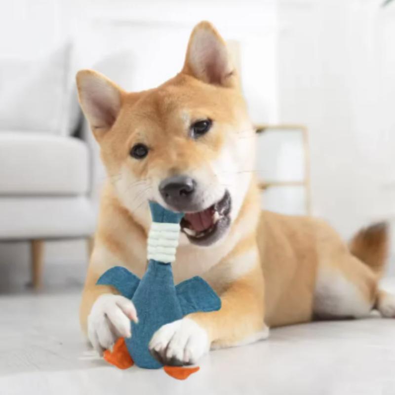 Cute Pet Dog Cat Plush Toys with Squeak Sound Funny Fleece Chew Molar Toy Durability for All Pets Elephant Duck Pig