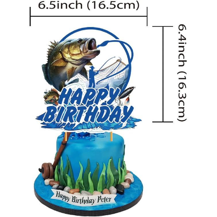 25 Pcs Gone Fishing Cake Topper Cupcake Toppers - Fishing Cake and Party Decorations - Birthday Party Supplies for Baby Shower