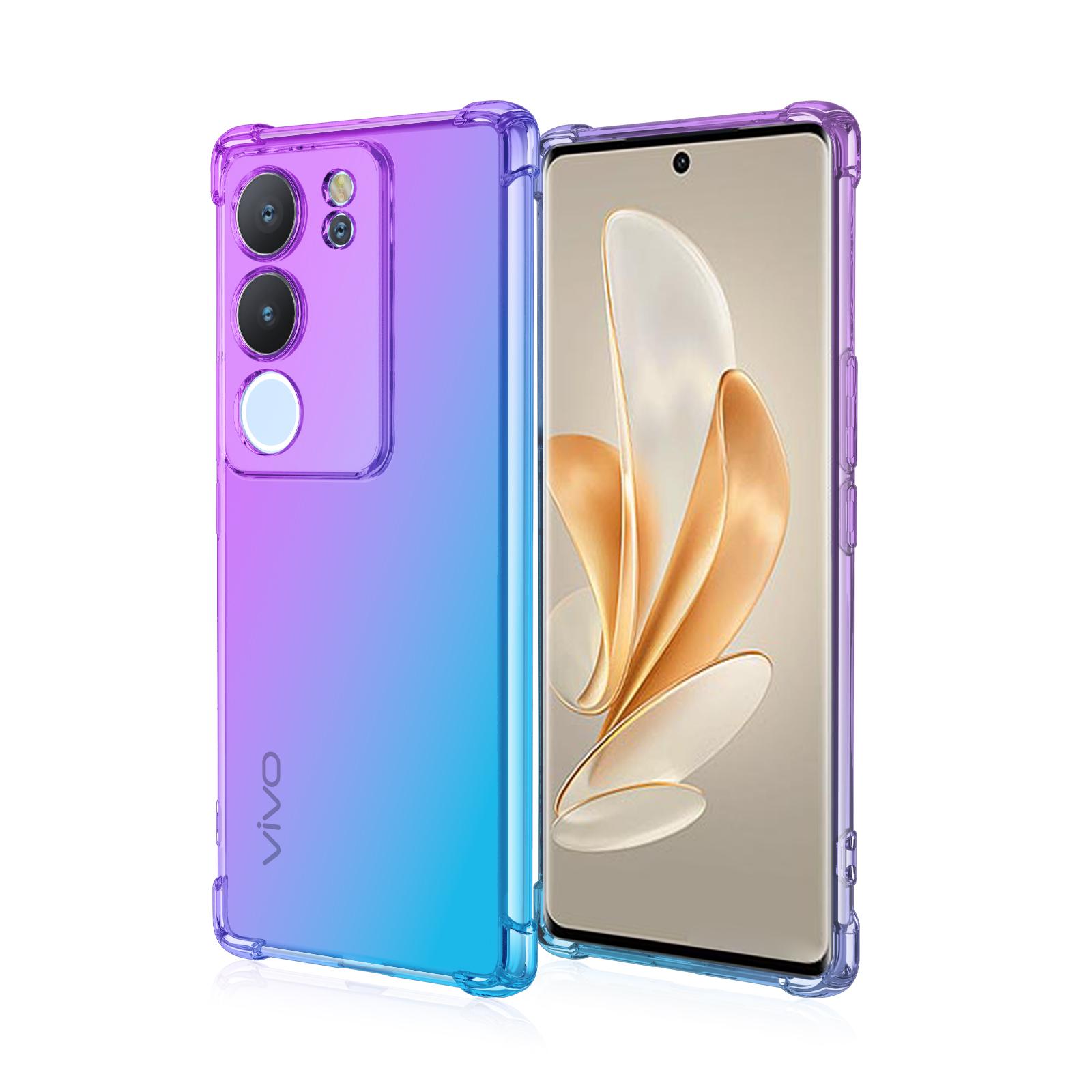 

Прозрачный милый чехол для телефона с градиентом, тонкий, против царапин, гибкий чехол из ТПУ, противоударный защитный чехол для Vivo iQOO 11 Neo5 Lite U1x Z3 Z7 S1 Pro S7e S15 vivo iQOO Z7 синий/фиолетовый