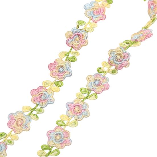 Yousheng Flower Lace Trim Ribbon Vibrant Color Widely Used DIY Crafts Embroidered Crochet Lace Trim Fabric Decorations for Sewing