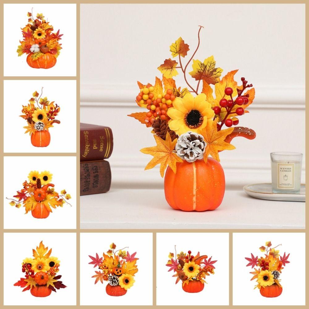 Fake Plant Simulation  Pumpkin Flowers Simulation Flowers Halloween Pumpkin  Party Decor