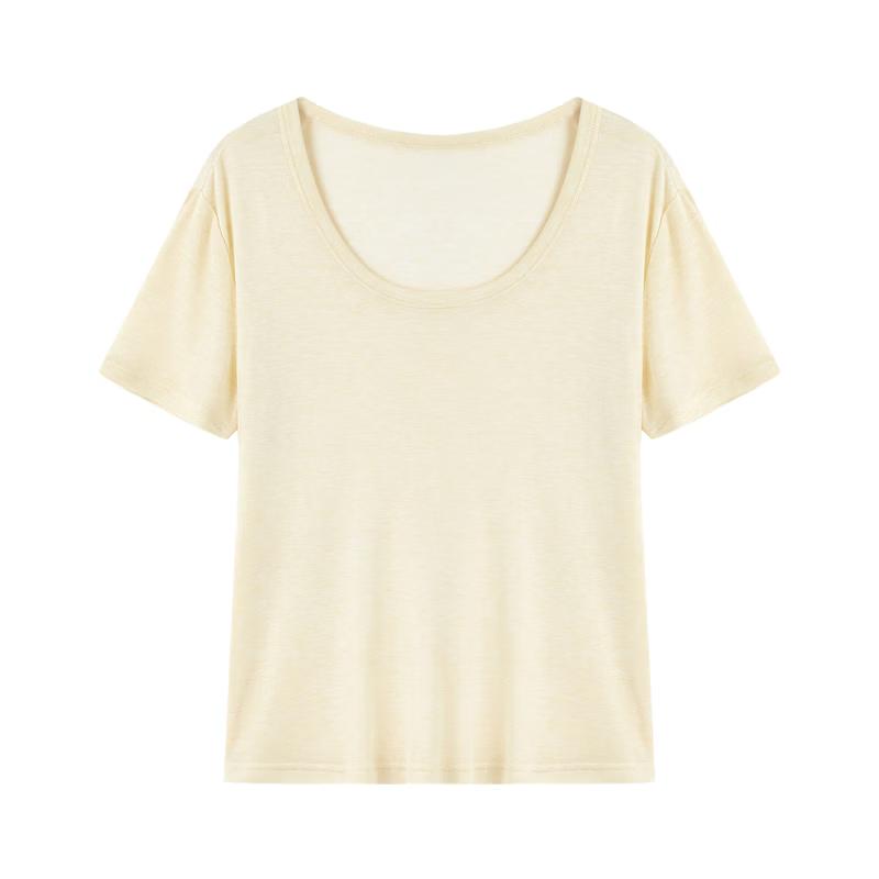 Women s Elegant U-Neck Short Sleeve T-Shirt XL